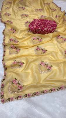  Pure paper silk crush saree sattin silk designer saree