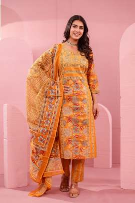 Pure Cotton Kurti Pent & Dupatta Set