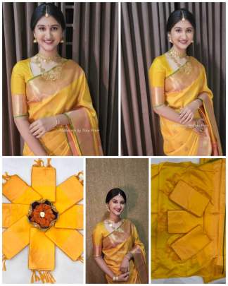 SAREE WITH BEAUTIFUL ZAHLAR Lichi Silk Saree