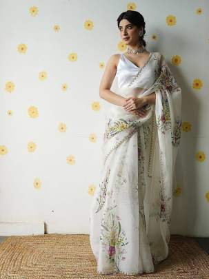 trending floral handwork saree