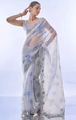 Beautiful printed space silk saree 