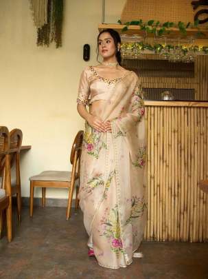 trending floral handwork saree Party wear saree