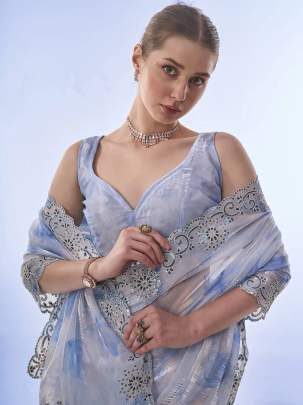 Beautiful printed space silk saree  Party wear saree