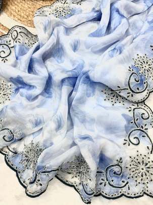 Beautiful printed space silk saree  Party wear saree