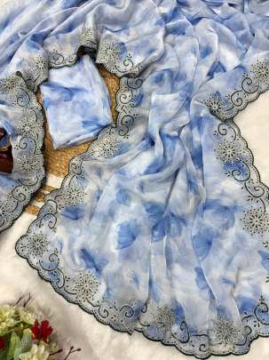 Beautiful printed space silk saree  Party wear saree