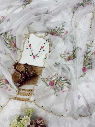 trending floral handwork saree Party wear saree