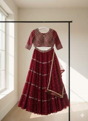 Satin silk crush LEHNGA with sequence work 