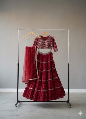 Satin silk crush LEHNGA with sequence work  Lehenga Choli