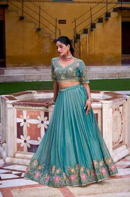 Sequins and Thread Embroidery Work  Lehenga Choli