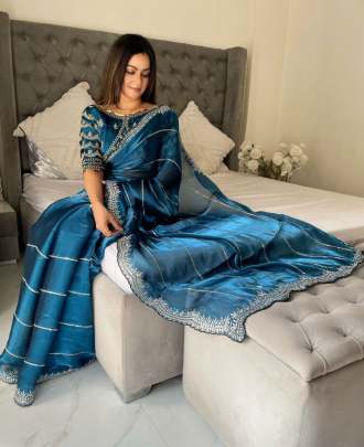 Ure Zimmy Choo Satin Saree sattin silk designer saree