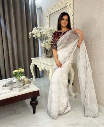 Ure Zimmy Choo Satin Saree sattin silk designer saree