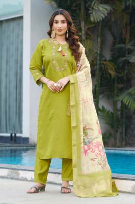 Viscose Silk Kurti Pent Dupatta Set  Cotton kurti seat 