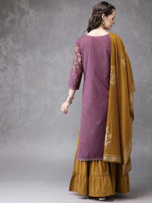 Women Purple & Mustard Yellow Designer Suit designer suits