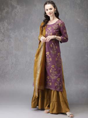 Women Purple & Mustard Yellow Designer Suit designer suits