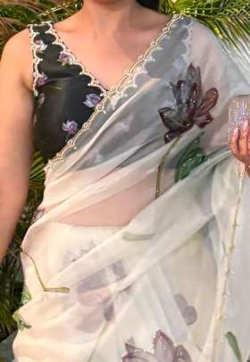 a new exclusive floral handwork sarees Party wear saree