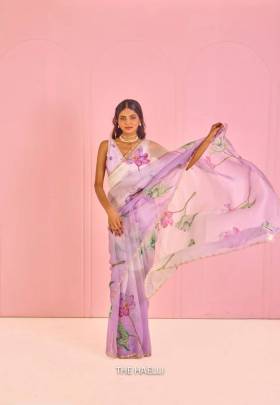 a new exclusive floral handwork sarees Party wear saree