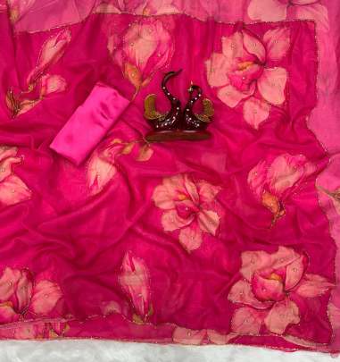  a new exclusive floral handwork saree Party wear saree