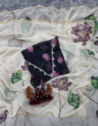 a new exclusive floral handwork sarees Party wear saree