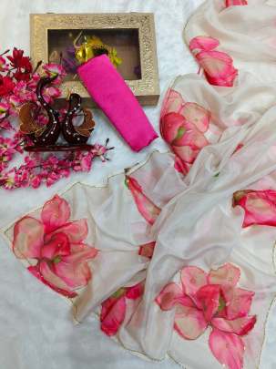  a new exclusive floral handwork saree Party wear saree