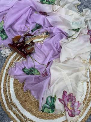 a new exclusive floral handwork sarees Party wear saree