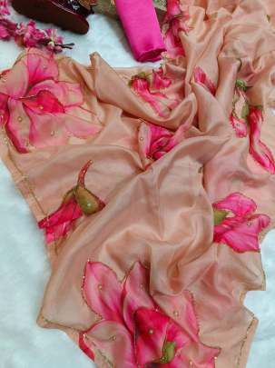  a new exclusive floral handwork saree Party wear saree