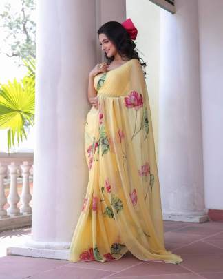 exclusive floral handwork saree