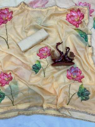 exclusive floral handwork saree Party wear saree