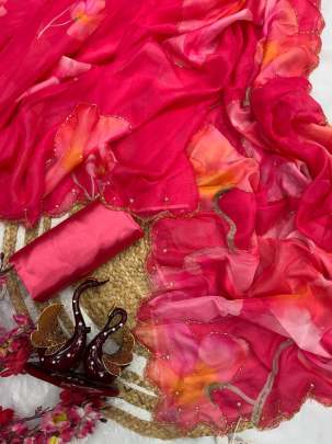 exclusive floral handwork saree Party wear saree