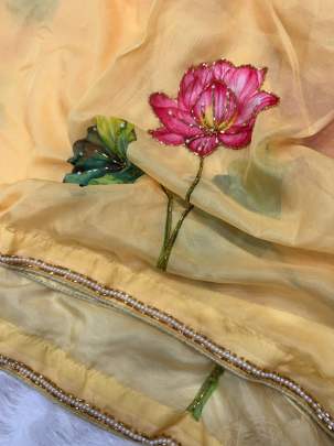 exclusive floral handwork saree Party wear saree