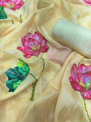 exclusive floral handwork saree Party wear saree