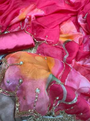 exclusive floral handwork saree Party wear saree