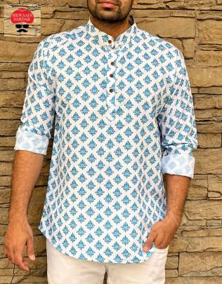 mens  cotton short kurta  SHORT KURTA